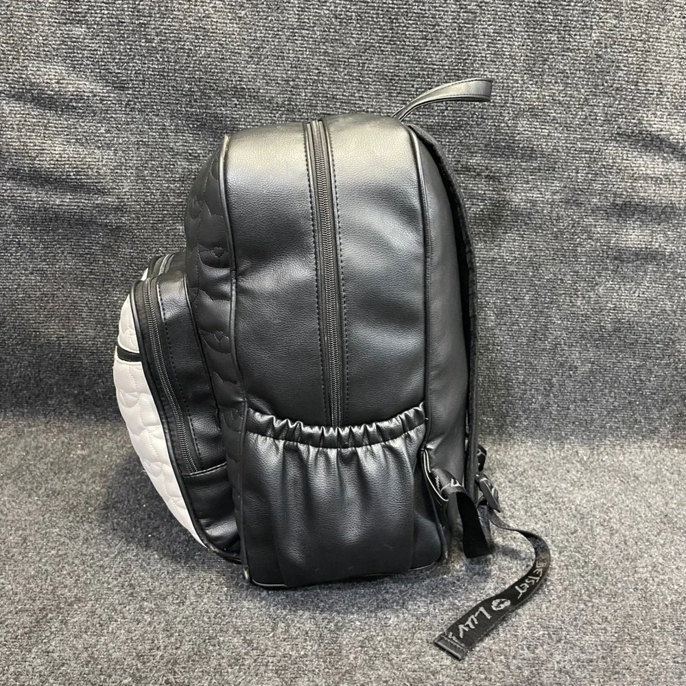 Betsey Johnson LBBROOK Black/White Faux Leather Quilted Cat Face Betsey Backpack